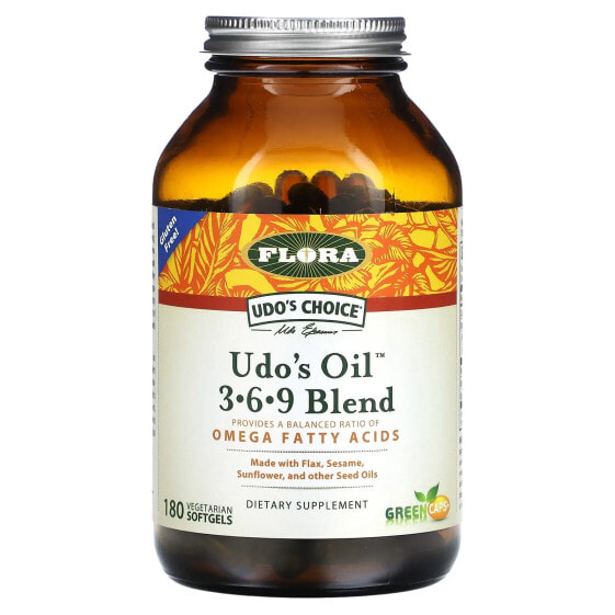 БАД Удо для здоровья Flora, масло 3-6-9, 180 вегетарианских капсул