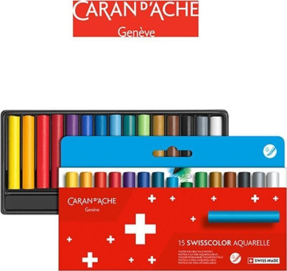 Цветные карандаши Caran d`Arche Swisscolor карандаши восковые акварельные, картонный короб, 15 шт.