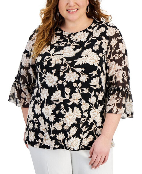 Plus Size Ruffled-Sleeve Top, Created for Macy's