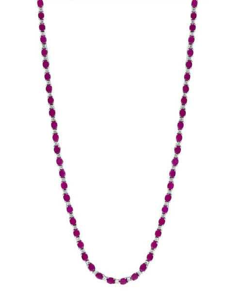 EFFY® Ruby (16-3/8 ct. t.w.) & Diamond (1/5 ct. t.w.) Link 18" Collar Necklace in Sterling Silver