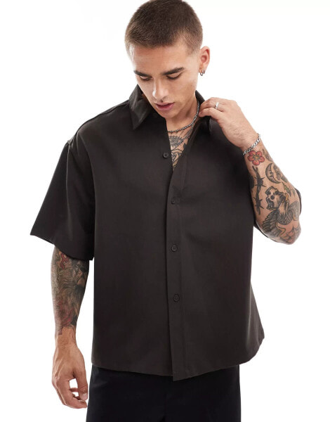 Bershka premium shirt in brown