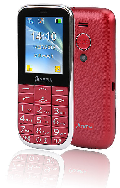 Кнопочный мобильный телефон Olympia Joy II - Bar - Dual SIM - 6.1 см (2.4") - Bluetooth - 600 mAh - красный