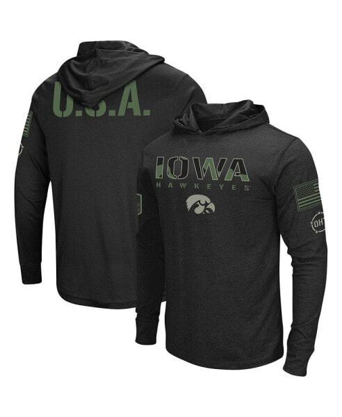 Men's Black Iowa Hawkeyes Big and Tall OHT Military-Inspired Appreciation Tango Long Sleeve Hoodie T-shirt