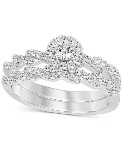 Diamond Halo Twist Bridal Set (1/2 ct. t.w.) in 14k White Gold