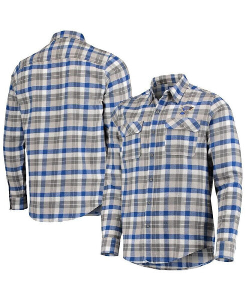 Men's Blue, Gray St. Louis Blues Ease Plaid Button-Up Long Sleeve Shirt