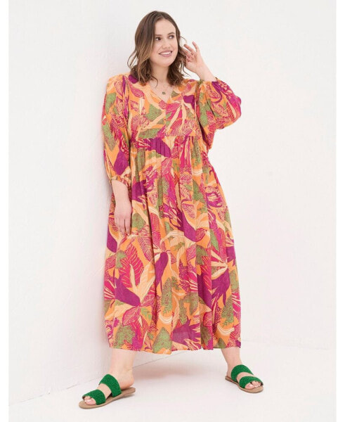 Plus Size Jocelyn Tropical Floral Midi Dress