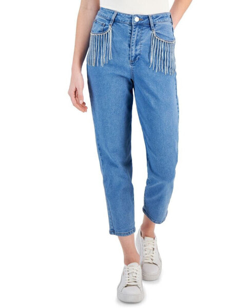 Juniors' Rhinestone Straight-Leg Ankle Jeans