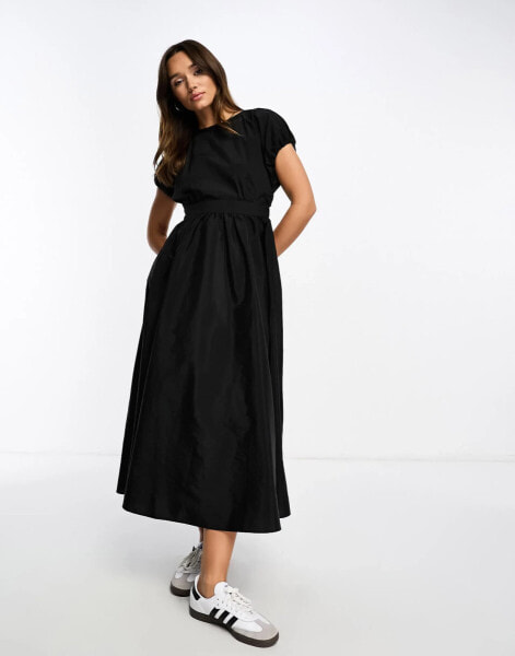 ASOS DESIGN parachute full circle midi dress in black