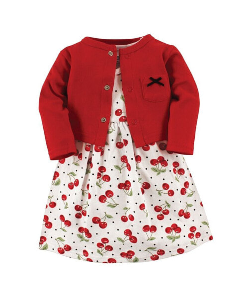 Комплект для малышей Hudson Baby платье из хлопка с кардиганом, Вишенки