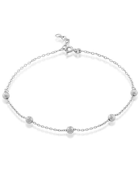 Sterling Silver Diamond Cut Beads Anklet