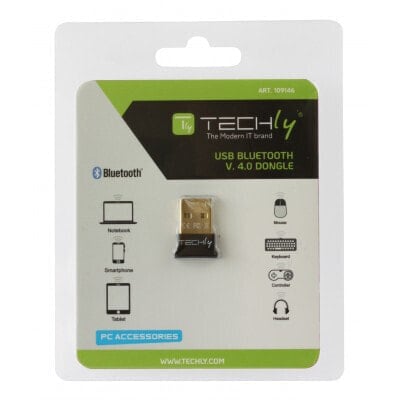 Адаптер Bluetooth USB Techly IDATA USB-BLT4TY, скорость передачи 3 Мбит/с, черный.