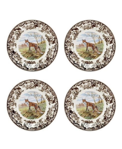 Woodland Red Fox 4 Piece Dinner Plates, Service for 4
