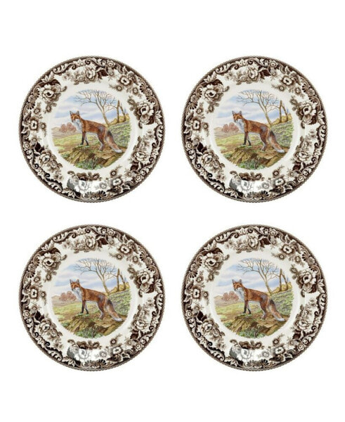 Woodland Red Fox 4 Piece Dinner Plates, Service for 4