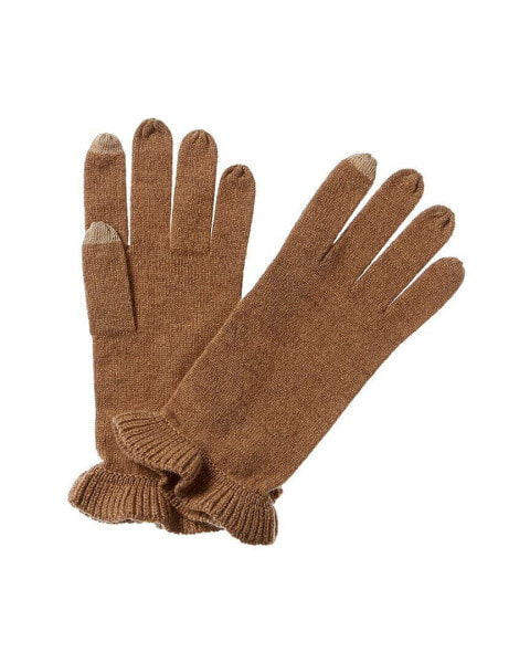 Forte Cashmere Ruffle Cashmere Gloves Women's Brown