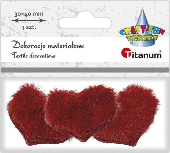 Titanum Ozdoba materiałowa serca 30x40mm czerwone 3szt