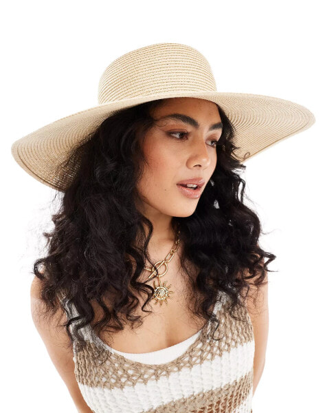 Accessorize classic wide brim summer hat in cream