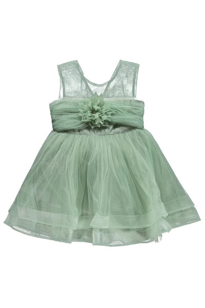 Платье для малышей Civil Girls 6-9 лет Зеленое хлопковое