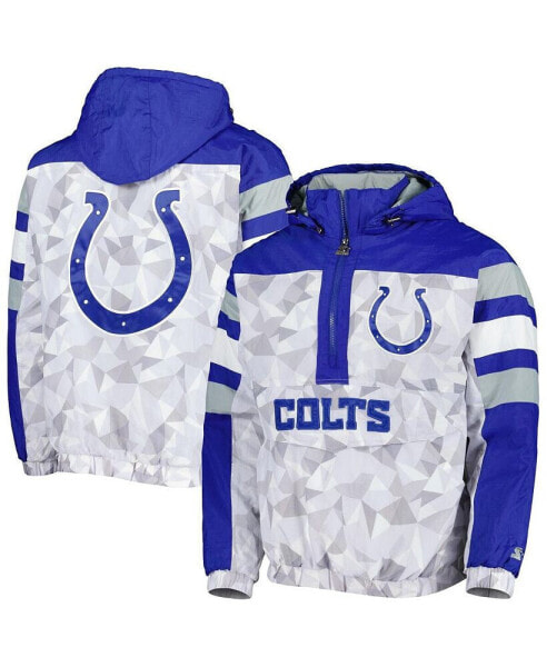 Men's White, Royal Indianapolis Colts Thursday Night Gridiron Raglan Half-Zip Hooded Jacket