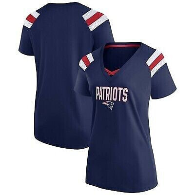 Футболка женская New England Patriots NFL с короткими рукавами и кружевным V-образным вырезом