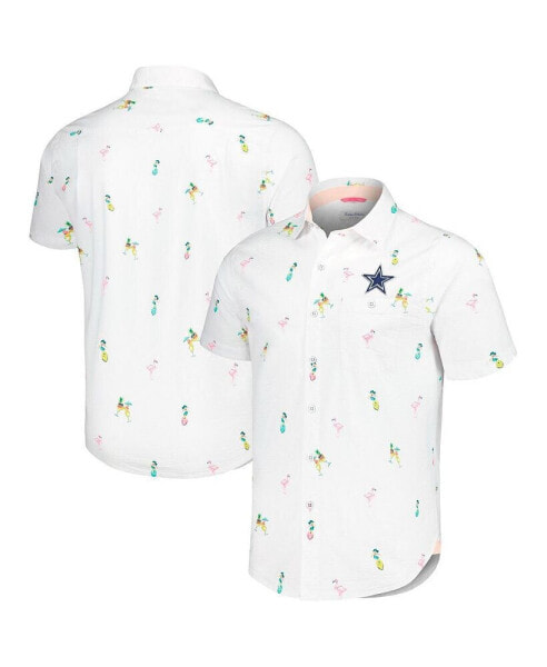 Men's White Dallas Cowboys Nova Wave Flocktail Button-Up Shirt