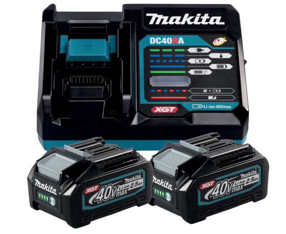 Makita 191L76-1, Battery & charger set, Lithium-Ion (Li-Ion), 2.5 Ah, 40 V, Makita, Black
