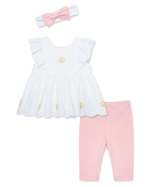 Baby Girls Pretty Eyelet Set with Headband