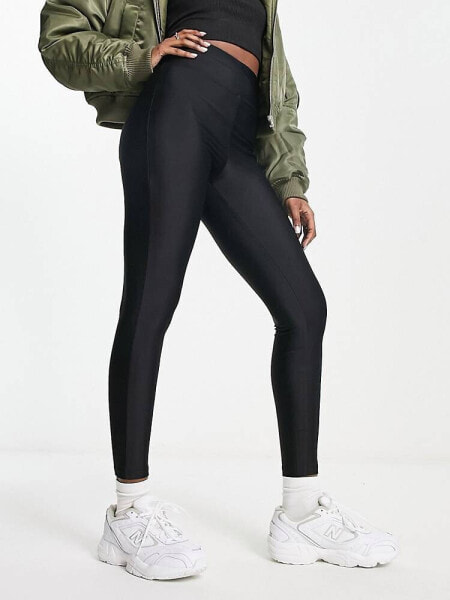 ASOS DESIGN legging with high waist in matte sheen in black