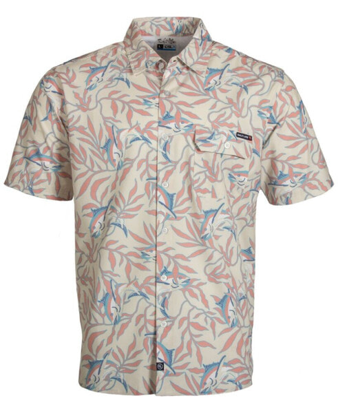 Men's Hide N Sea Graphic Print Short-Sleeve Button-Up Shirt