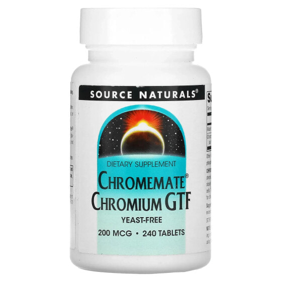 Витамины и минералы Source Naturals Chromemate Chromium GTF, 200 мкг, 240 таблеток