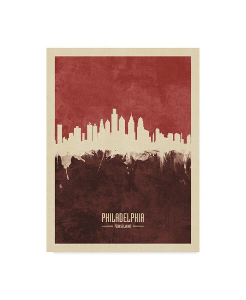 Michael Tompsett Philadelphia Pennsylvania Skyline Red II Canvas Art - 20" x 25"