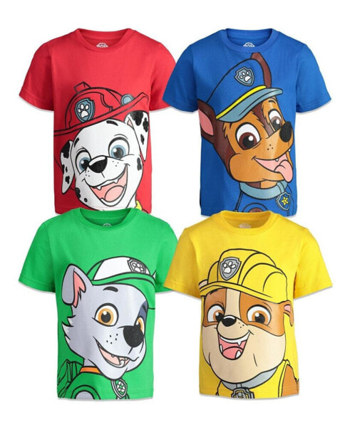 Toddler Boys Paw Patrol Chase Marshall Rubble Rocky 4 Pack Graphic T-Shirts Toddler to Big Kid