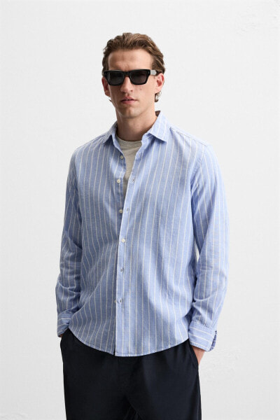 STRIPED COTTON - LINEN SHIRT