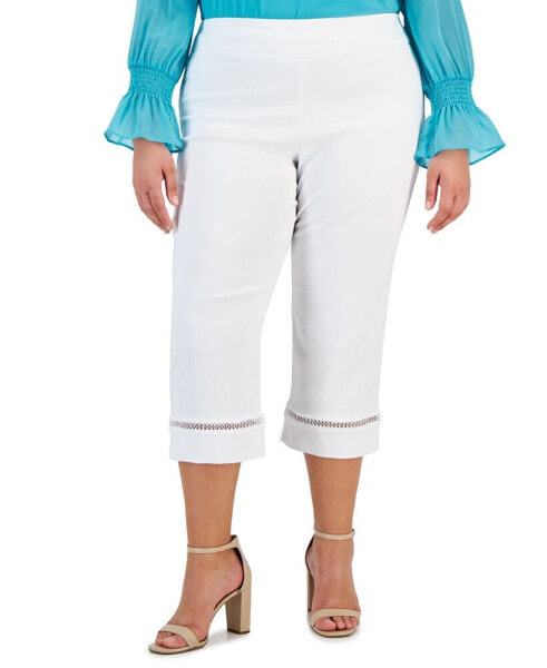 Plus Size Lace-Inset Pull-On Capris, Created for Macy's