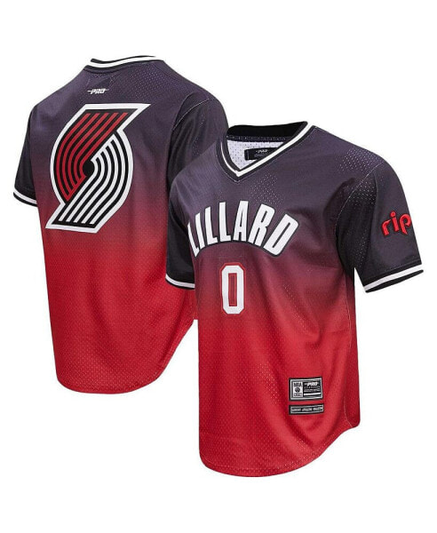 Men's Damian Lillard Black, Red Portland Trail Blazers Ombre Name and Number T-shirt