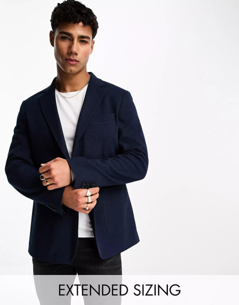 GANT jersey slim fit blazer in navy