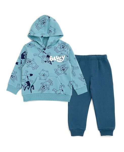 Boys Fleece Pullover Hoodie and Pants Outfit Set to (2T - 7-8)