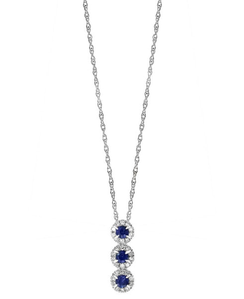 Sapphire (1/6 ct. t.w.) & Diamond (1/10 ct. t.w.) 18" Pendant Necklace in 14k Rose Gold or 14k White Gold