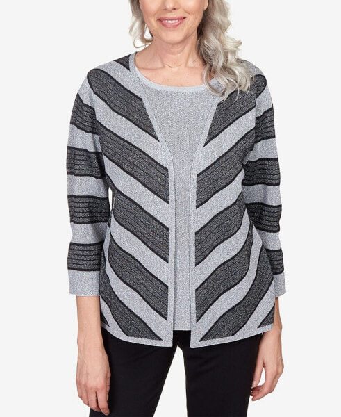 Petite Classics Chevron Stripe Two for One Sweater
