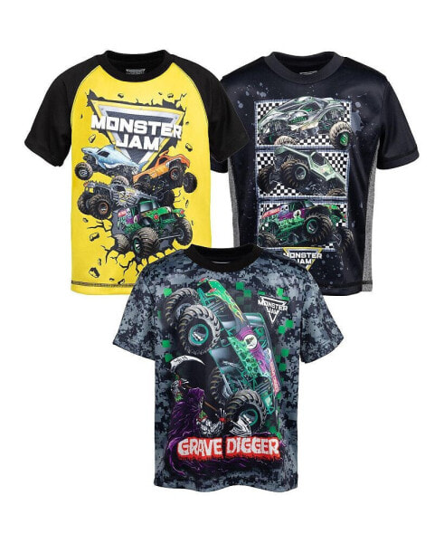 Toddler Boys 3 Pack T-Shirts to Grave Digger El Toro Loco Megalodon