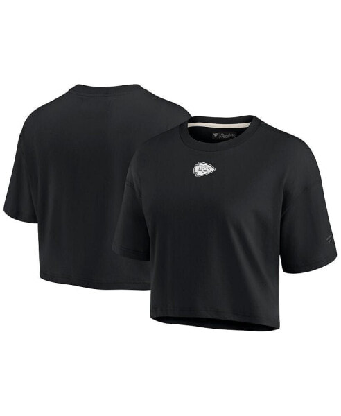 Women's Black Kansas City Chiefs Super Soft Short Sleeve Cropped T-shirt