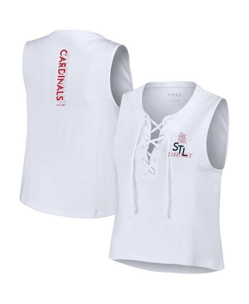 Women's White St. Louis Cardinals Lace-Up Tank Top