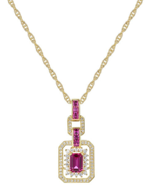 Macy's sapphire (1 ct. t.w.) & Diamond (1/5 ct. t.w.) Halo Pendant Necklace in 14k White Gold (Also in Ruby)