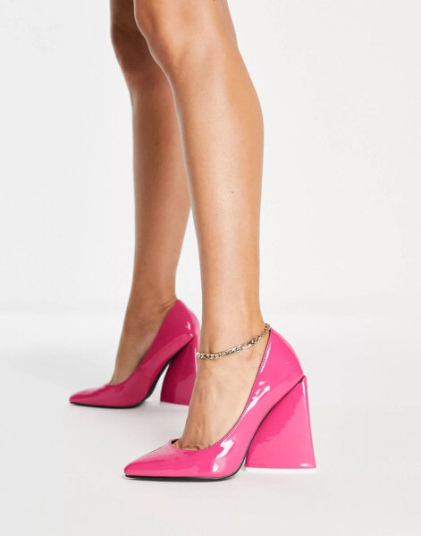 EGO – As I Am – Statement-Schuhe in Pink in Lackoptik mit Blockabsatz