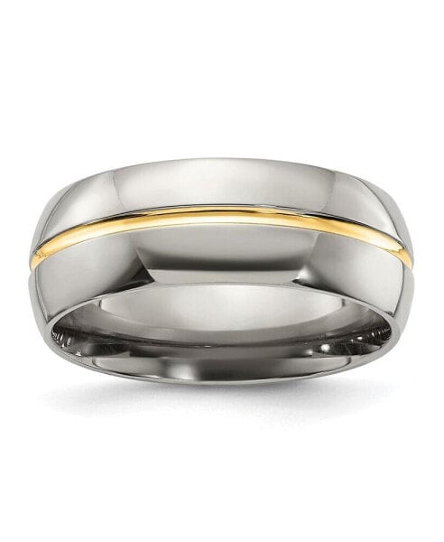 Titanium Yellow IP-plated Grooved Polished Wedding Band Ring