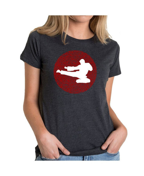 Women's Premium Blend T-Shirt with Types Of Martial Arts Word Art