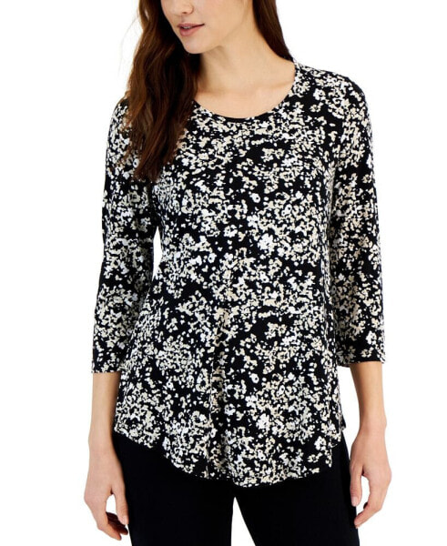 Топ JM Collection Scoop Neck 3/4 Printed Knit