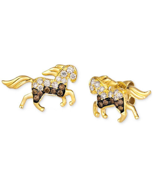 Chocolate Diamond & Nude Diamond Horse Stud Earrings (1/2 ct. t.w.) in 14k Gold
