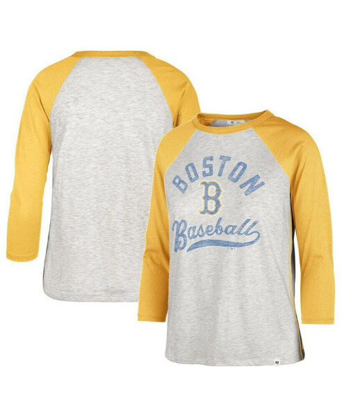 Women's Gray Boston Red Sox City Connect Retro Daze Ava Raglan 3/4-Sleeve T-shirt