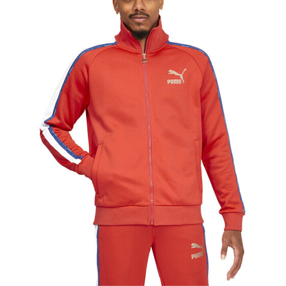 Puma Go For Tape T7 Full Zip Jacket Mens Orange Casual Athletic Outerwear 536034