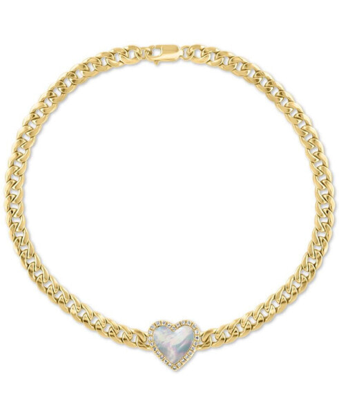 EFFY® Mother of Pearl & Diamond (1/10 ct. t.w.) Heart Bracelet in 14k Gold-Plated Sterling Silver